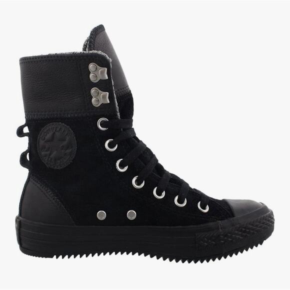 Converse Shoes - Converse Womens Chuck Taylor Elsie Rolldown Black Leather Boots Size 6